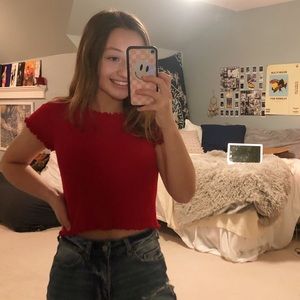 RARELY WORN- Red cropped Brandy Melville top!